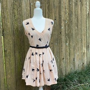 Pink Dress with Birds